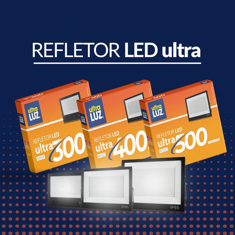 Refletor LED 300W 400W 500W Holofote Branco Frio 6500K Bivolt IP65 Ultraluz