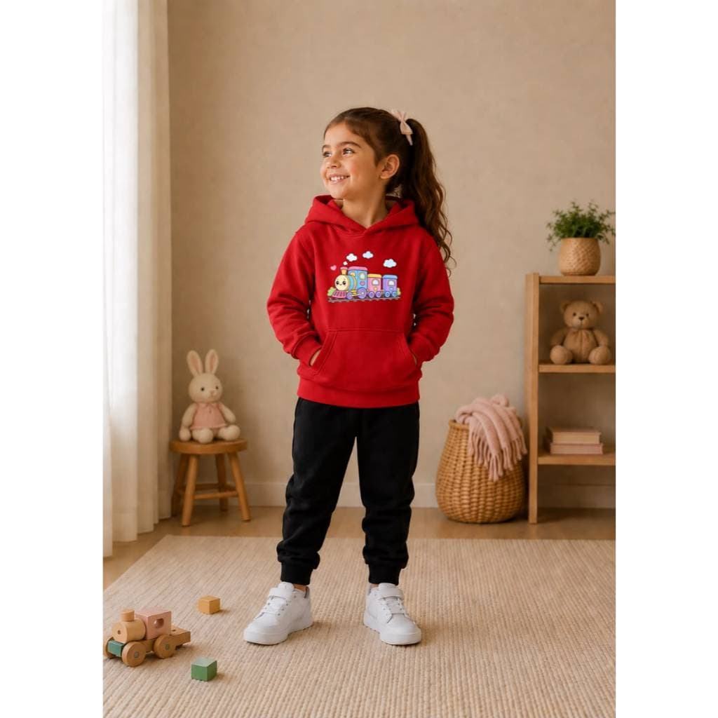 Conjunto Calça E Blusa E Capuz Confortavel Canguru Infantil Premium Várias Cores Estampa Trenzinho Fofo
