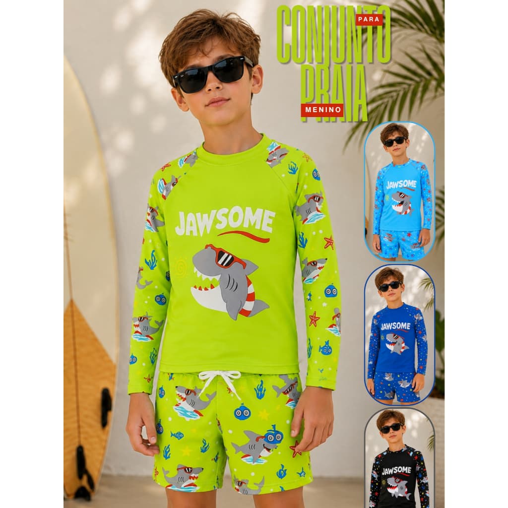 Sunga Infantil Menino Camiseta Proteção Uv 50 Sunga Boxe Bo