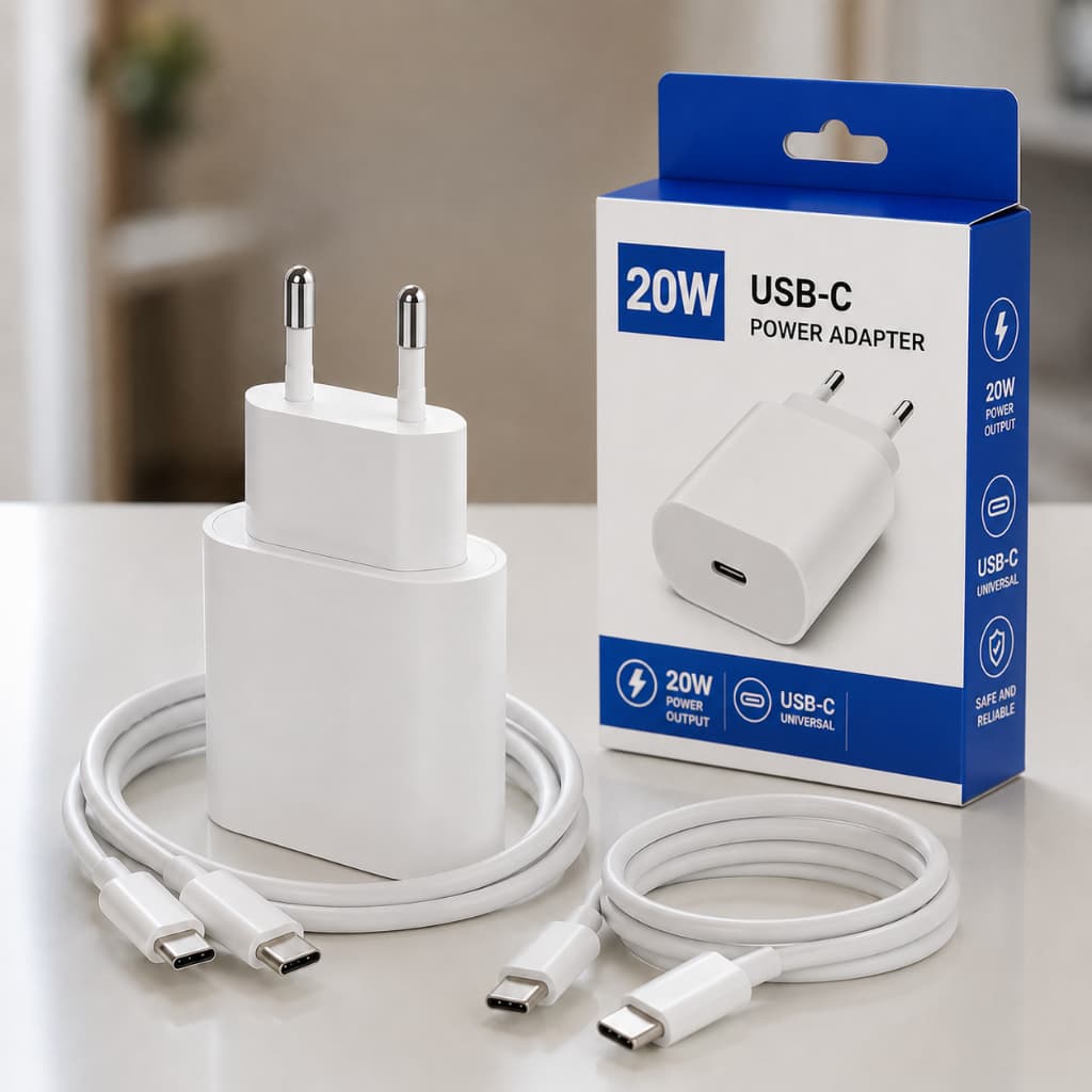 Carregador 20W branco modelo slim premium reforçado