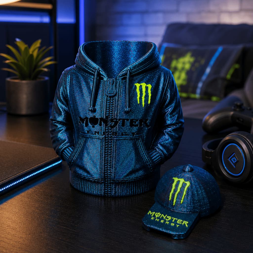 Porta lata Monster moletom para energético Monster + abridor 473ml