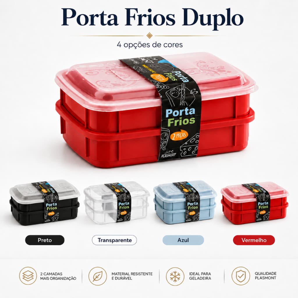 Kit Porta Frios 2 Potes com Tampa para Presunto, Queijo e Embutidos