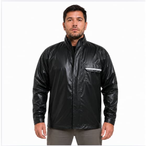 Jaqueta Chuva PVC Napa 420 Impermeável Motoboy Motoqueiro Capa Chuva Sem Capuz Resistente Preta