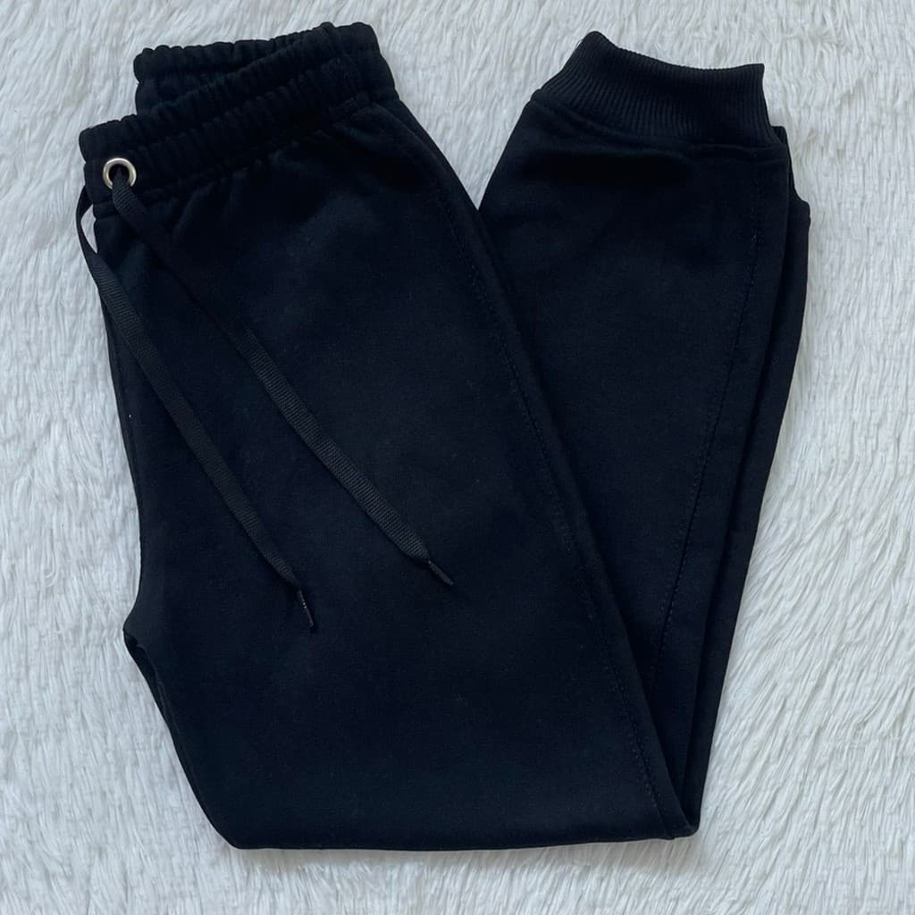 Calça Moletom Frio Inverno Elastano Flanelada infantil Preto