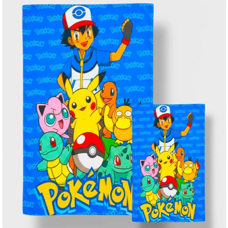 Kit Toalha De Banho + Toalha De Mão Infantil Pokemon
