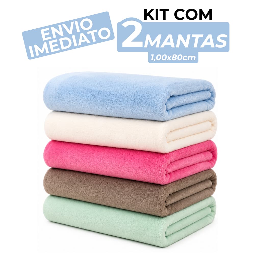 Kit 2 Mantas Cobertor Pet ou Bebê Antialérgica Extra Macia Infantil Cachorro Gato Pelucia