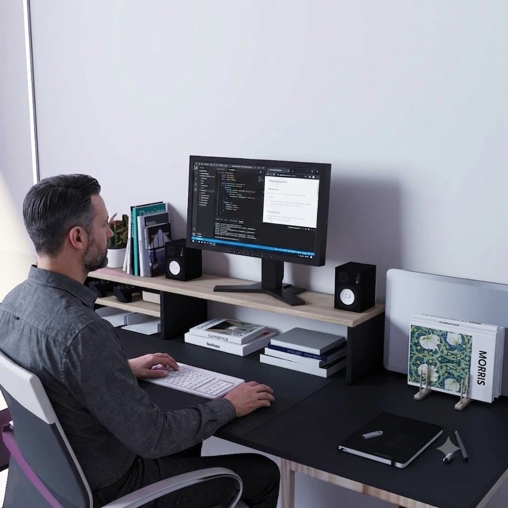 Suporte Elevador Para 2 Monitores Notebook Setup Gamer Mesa 1 Metro MDP Home Office 10kg