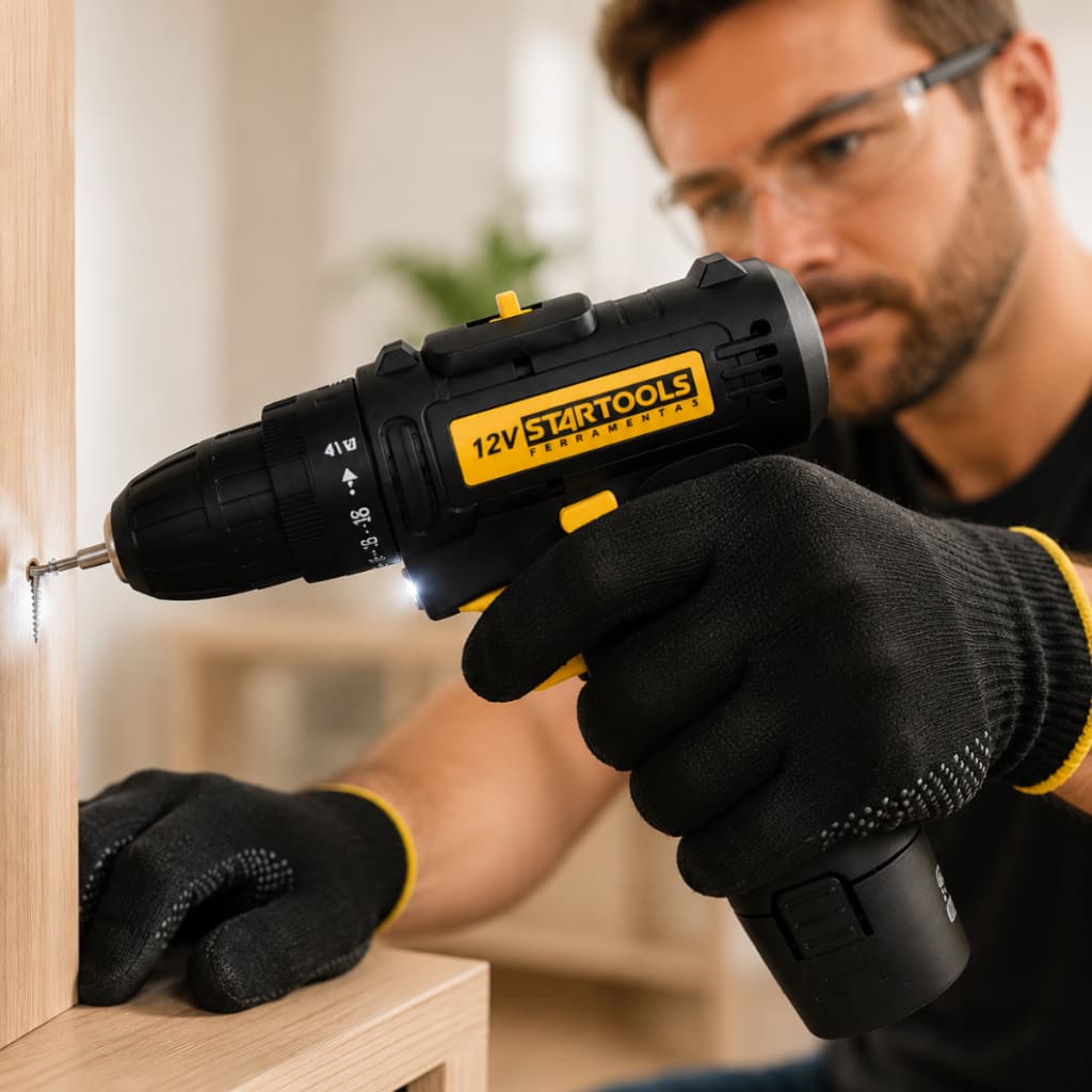 Parafusadeira Furadeira Sem Fio 12v Bateria Recarregavel Bivolt 110V / 220V Dia dos Pais