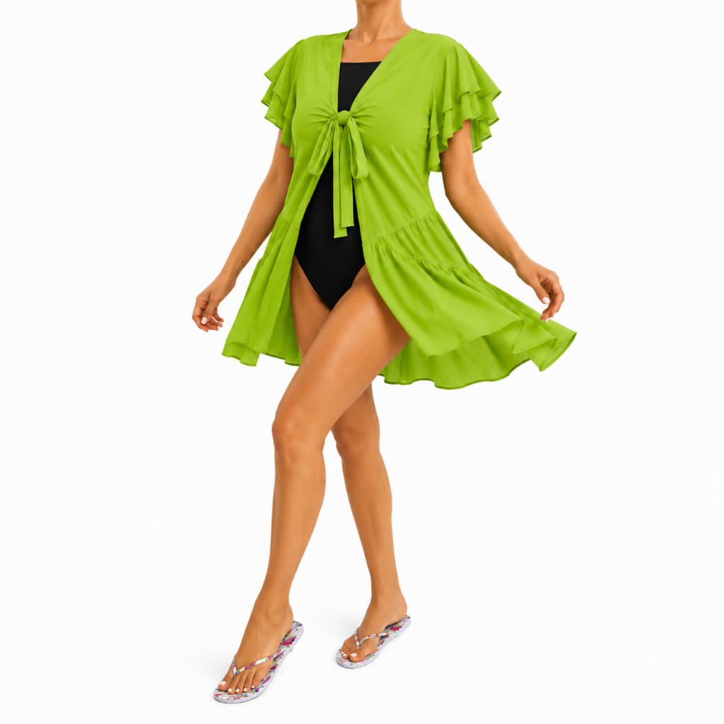 Saida Kimono Curto de Praia Manga 2 Marias com Amarração