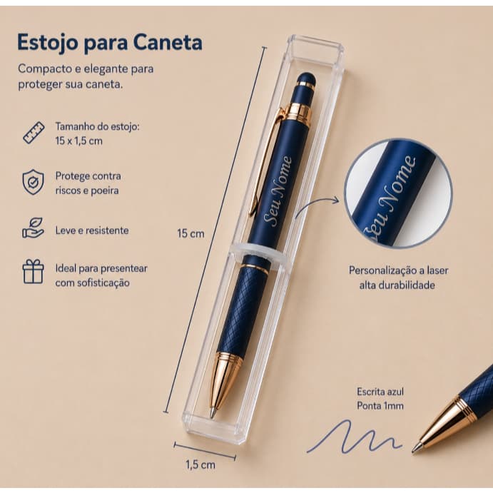 Caneta Executiva Com Nome Touch E Caixa Acrílica