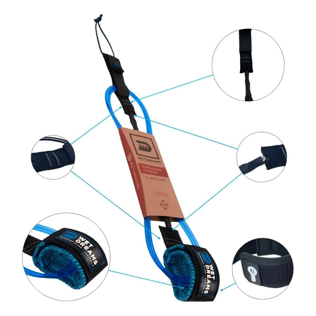 Leash De Surf Wet Dreams Force Two Funboard 8' X 7mm Classic Azul