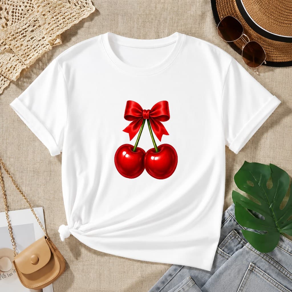 Camiseta T-Shirt Feminina Cereja Cherry Cherries Academia