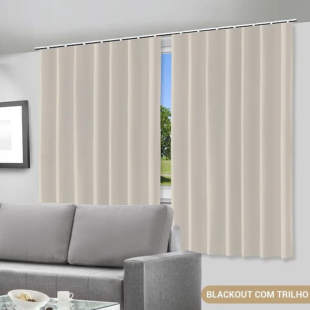 Cortina Blackout 280 x 220 cm Blecaute Corta Luz Para Trilho Comum em PVC Quarto Sala Escritório