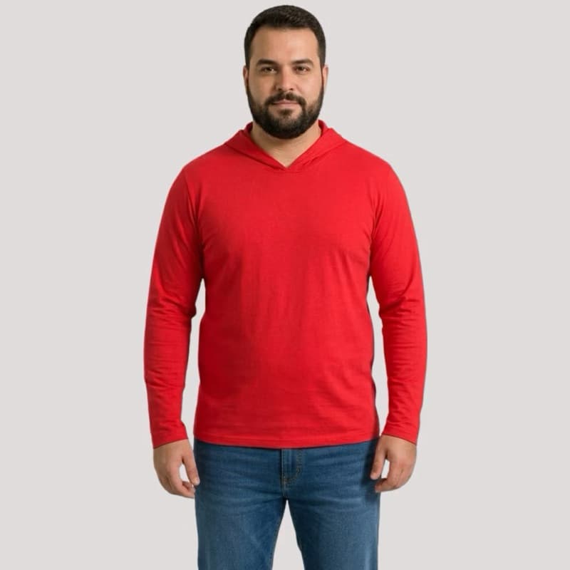 Camisa Masculina manga longa com capuz Dia A Dia Básica trabalho