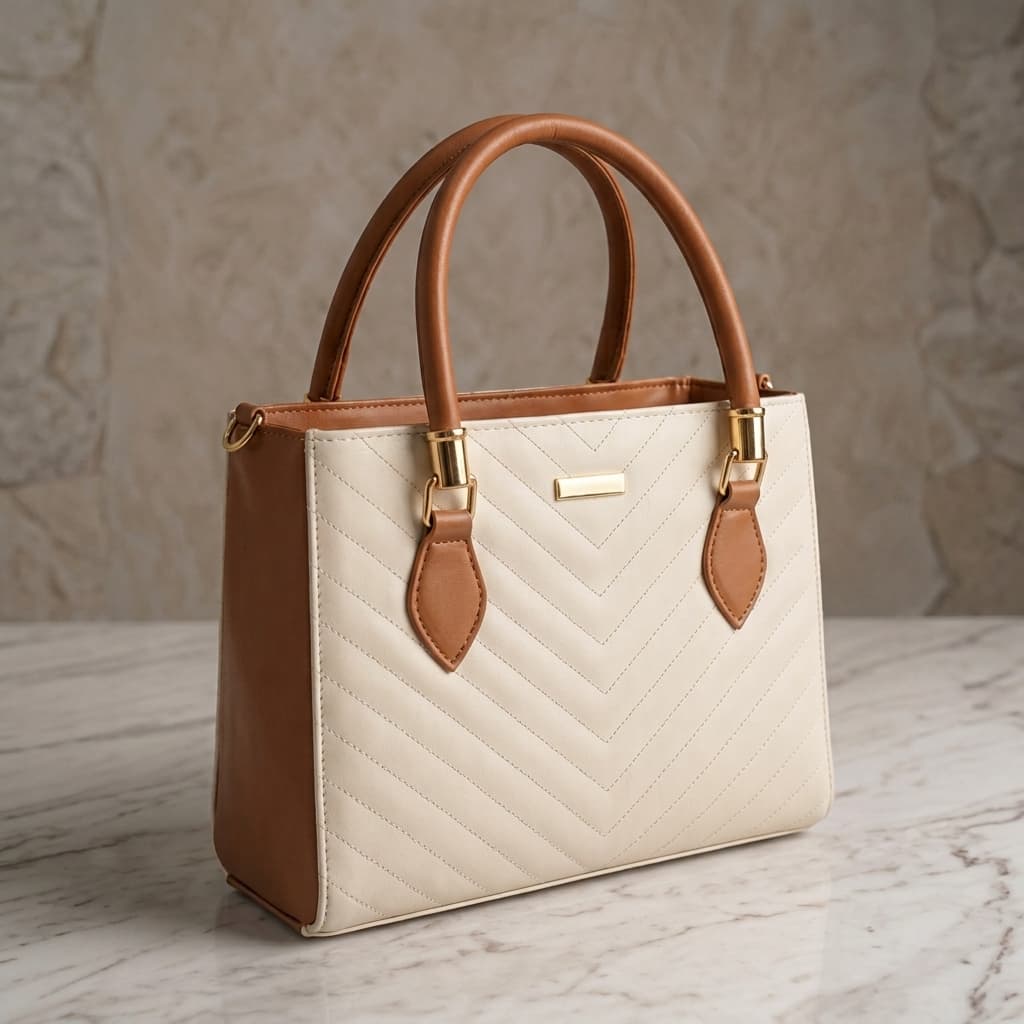 Bolsa Feminina Bicolor Lorena Média de Mão Tiracolo Alça Transversal Moderna Elegante Dia a Dia