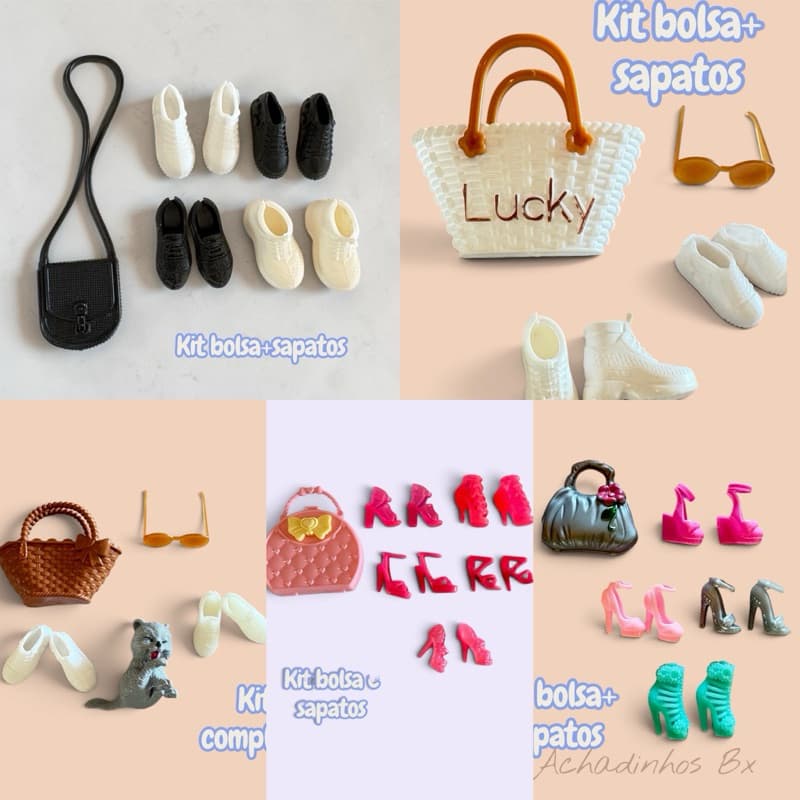 Lote em miniatura NR 88 BolSA Sapato boneca sapato para boneca  30cm decoraçao