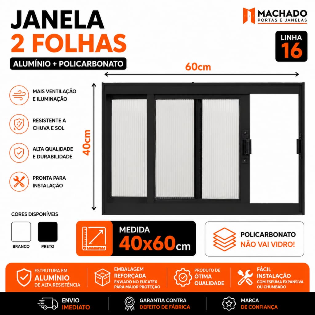 Janela Vitro 2 folhas Alumínio 40x60