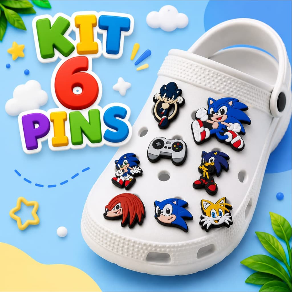 Kit 6 Pins Bottons Enfeites Para Chinelo Sapato Babuche Infantil  Menino Inspirados em Games Personagens 17