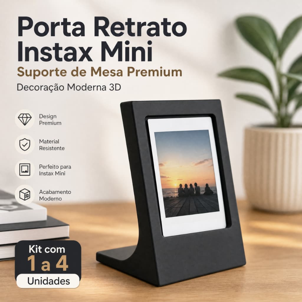 Porta Retrato Instax Mini Suporte de Mesa Premium - Kit 1 a 4 Unidades - Decoração Moderna 3D