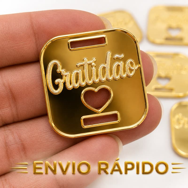 10 Unidades Passante/ Finalizador Gratidão 2,5x2,0cm -Ideal para agendas, planners, artesanato, scrapbook,encadernação