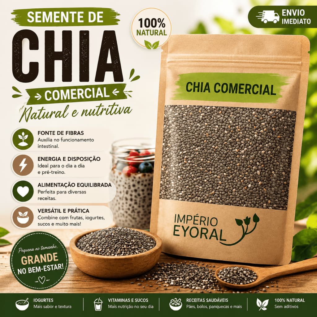 SEMENTE DE CHIA COMERCIAL NATURAL SEM GLÚTEN VEGANO - Safra Nova