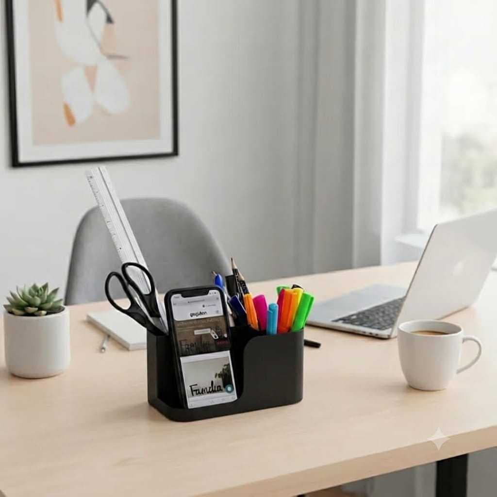 Organizador de Mesa  Para Escritório 4 Divisões Porta Lapís Caneta Clips Tesoura PREMIUM