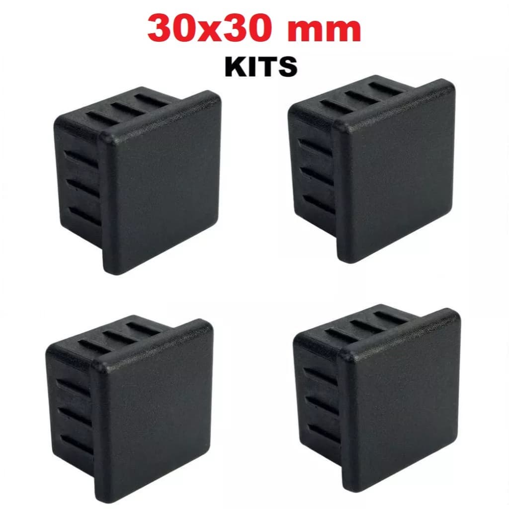 Kit Ponteira Interna 30x30 mm Quadrada Metalon Tampa Acabamento 3cm x 3cm Preta