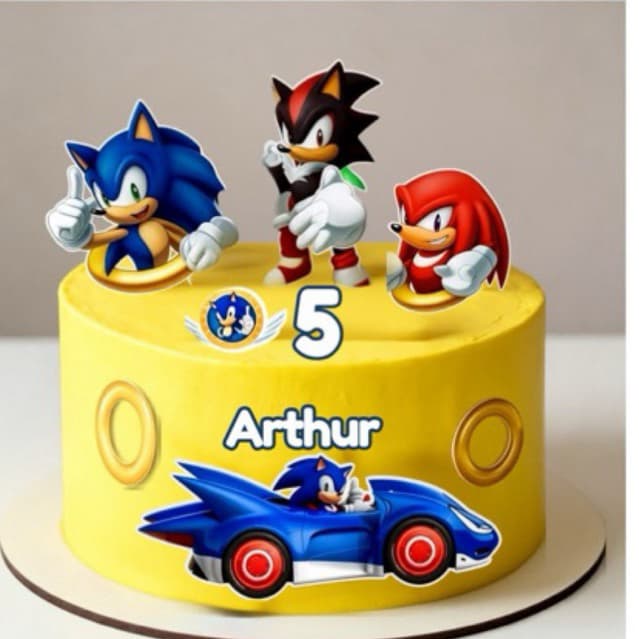 Topo De Bolo Sonic Personalizado Com Nome E Idade Topo De Bolo Shadow Knuckles Festa Infantil Decoração Bolo