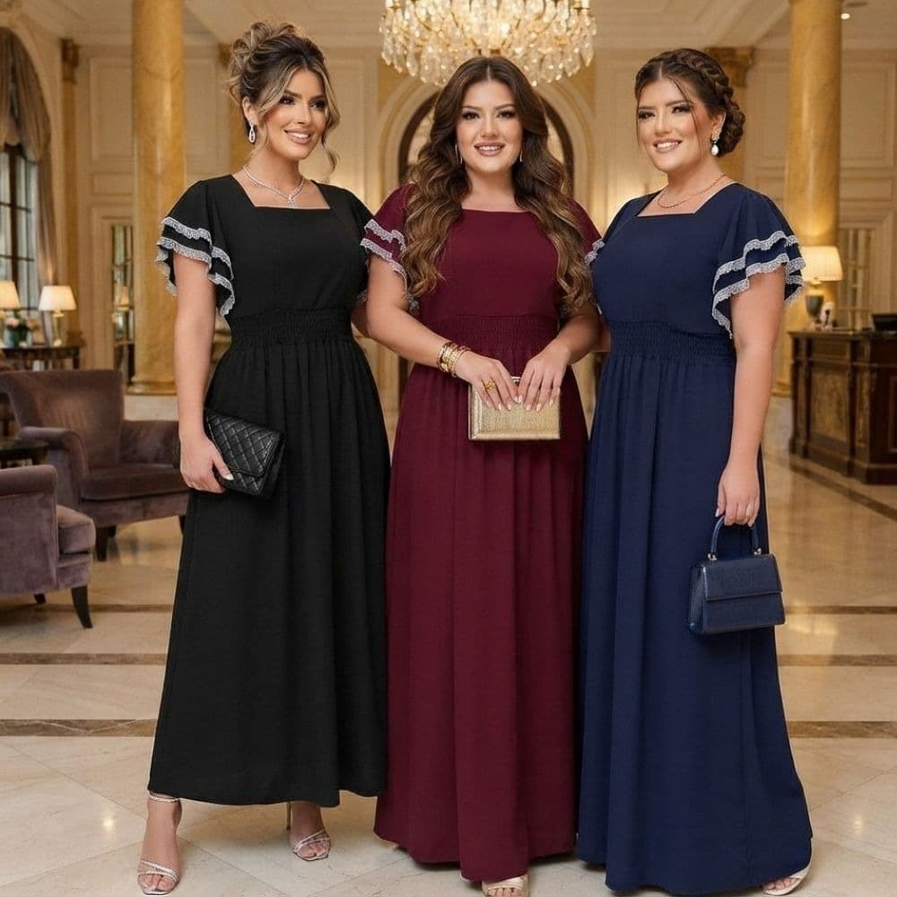 Vestido Longo Feminino Social Manga Larga Moda Evangelica Congresso Fardamento Plus Size M ao XG