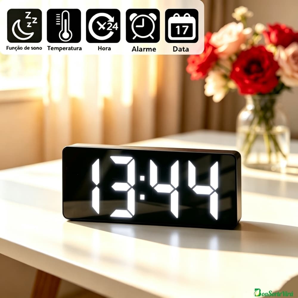 Despertador Lnteligente Com Design Exclusivo, Funções De Data E Temperatura E Visor LED