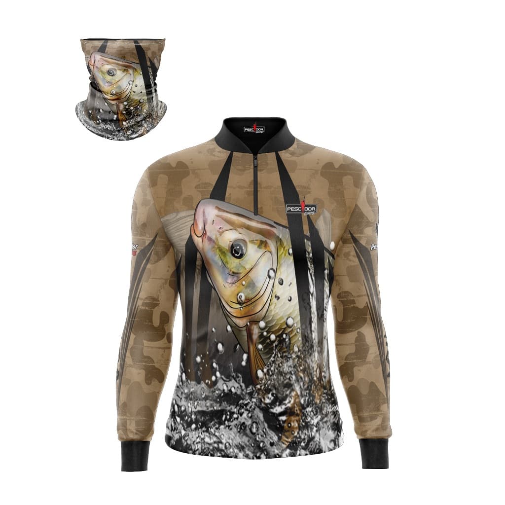 Camisa, Camiseta de Pesca Esportiva - Pescador Fishing - (19/20) - Ref 11 - Piapara + Bandana  Proteção Uv50+