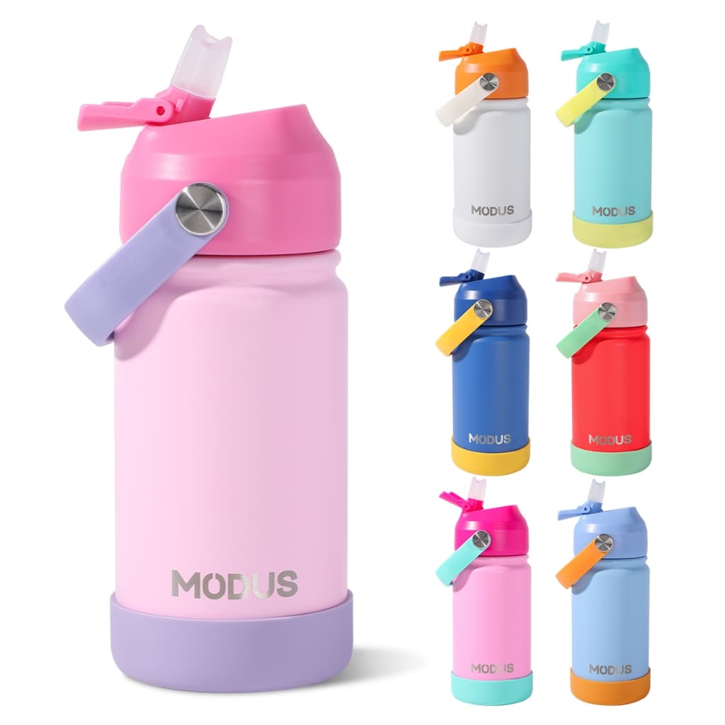 Modus Garrafa Térmica Infantil 420ml Aço Inox Com Canudo Autocolantes Bico Silicone