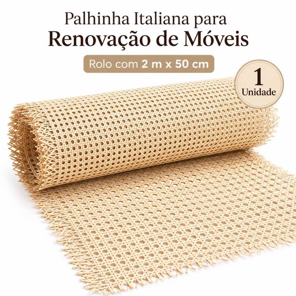 Palhinha Indiana Sextavada Tela Natural Rattan 2mx50cm Bege Resistente Rústico