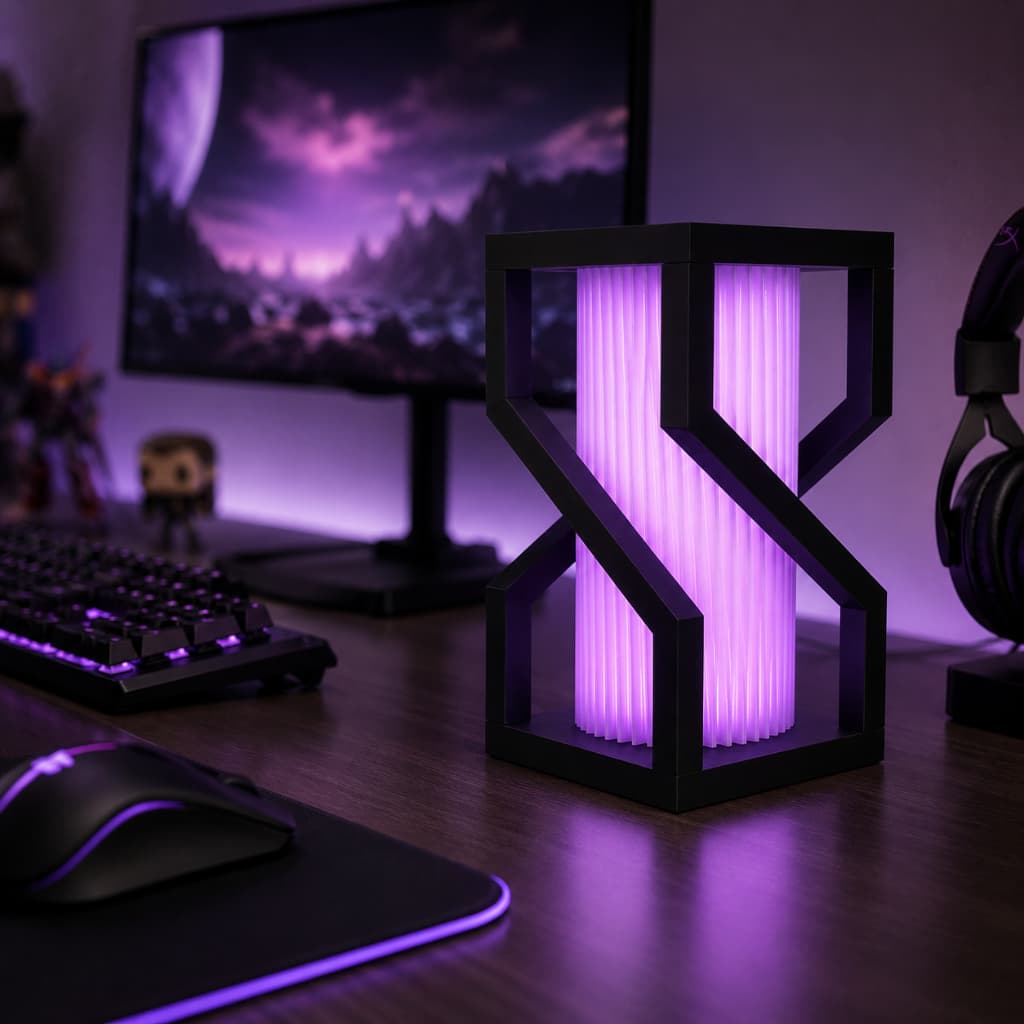 Luminária Atlas Gamer | Iluminação Decorativa LED RGB | Design Geométrico