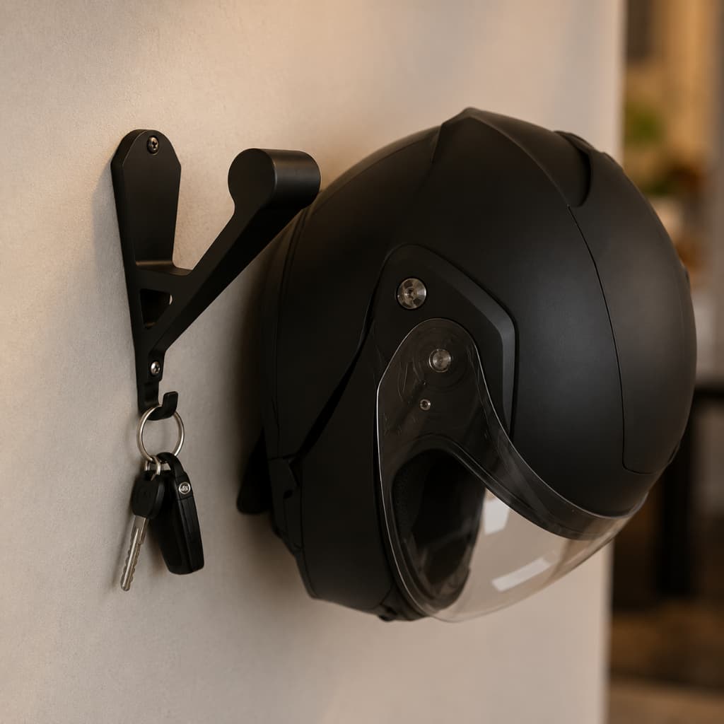 Suporte de Capacete de Parede para Moto Cabide Capacete com Gancho de Chave Organizador