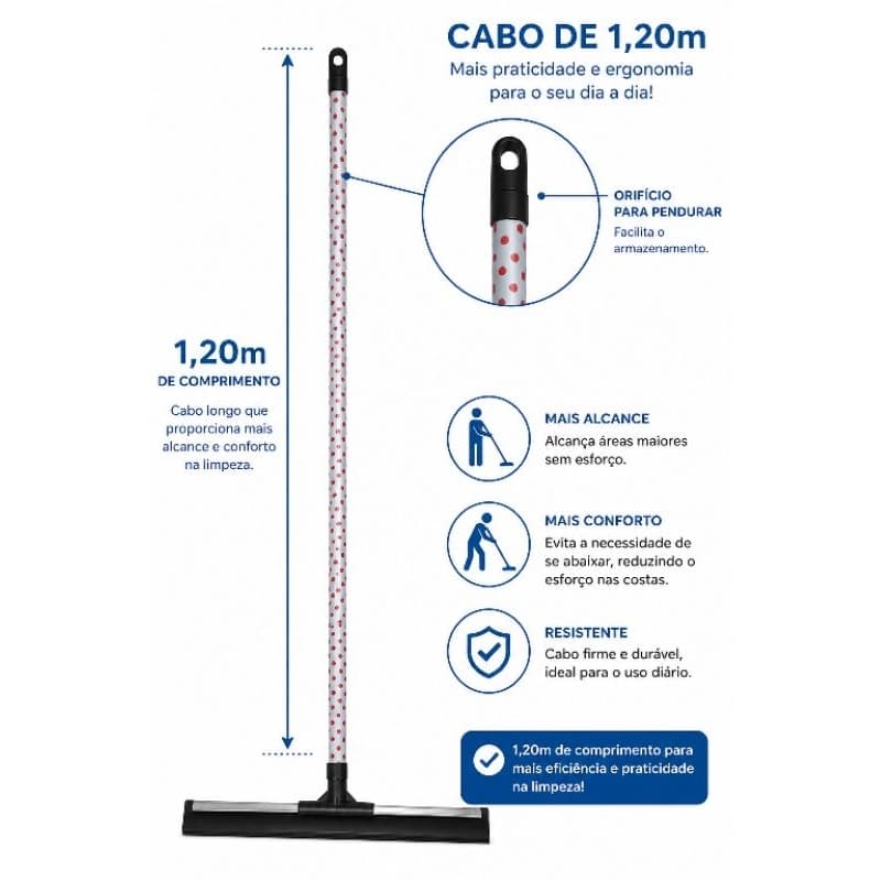 Rodo 40cm Alumínio com Cabo e 2 Borrachas