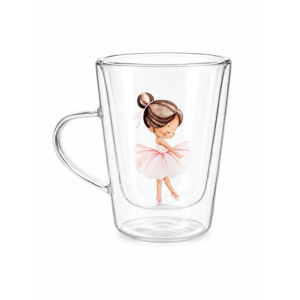 Caneca Bailarina Xícara Parede Dupla 250ml Vidro Borossilicato Personalizada
