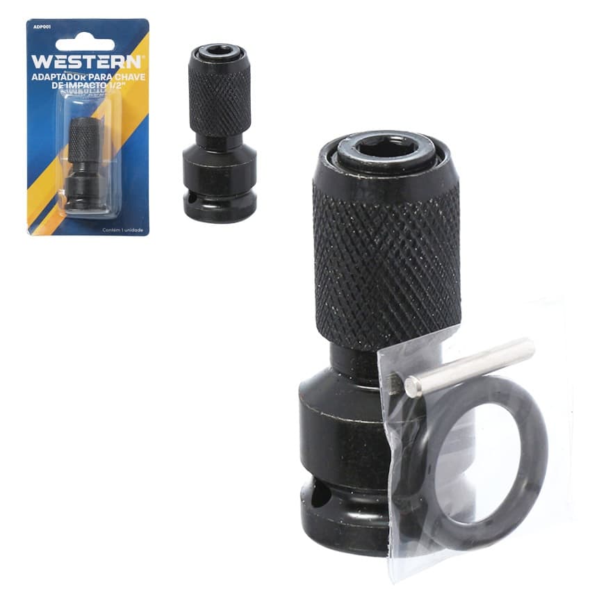 Adaptador De Soquete P/ Chave Impacto 1/2 Em Bits 1/4 Preto