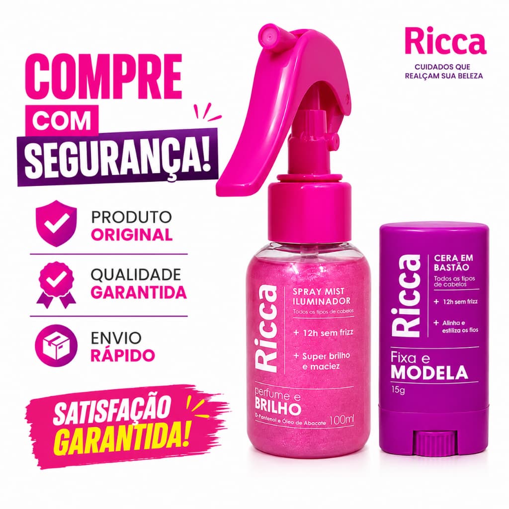 Kit Acabamento E Brilho Ricca Spray Mist + Cera Fix/ 0 Frizz