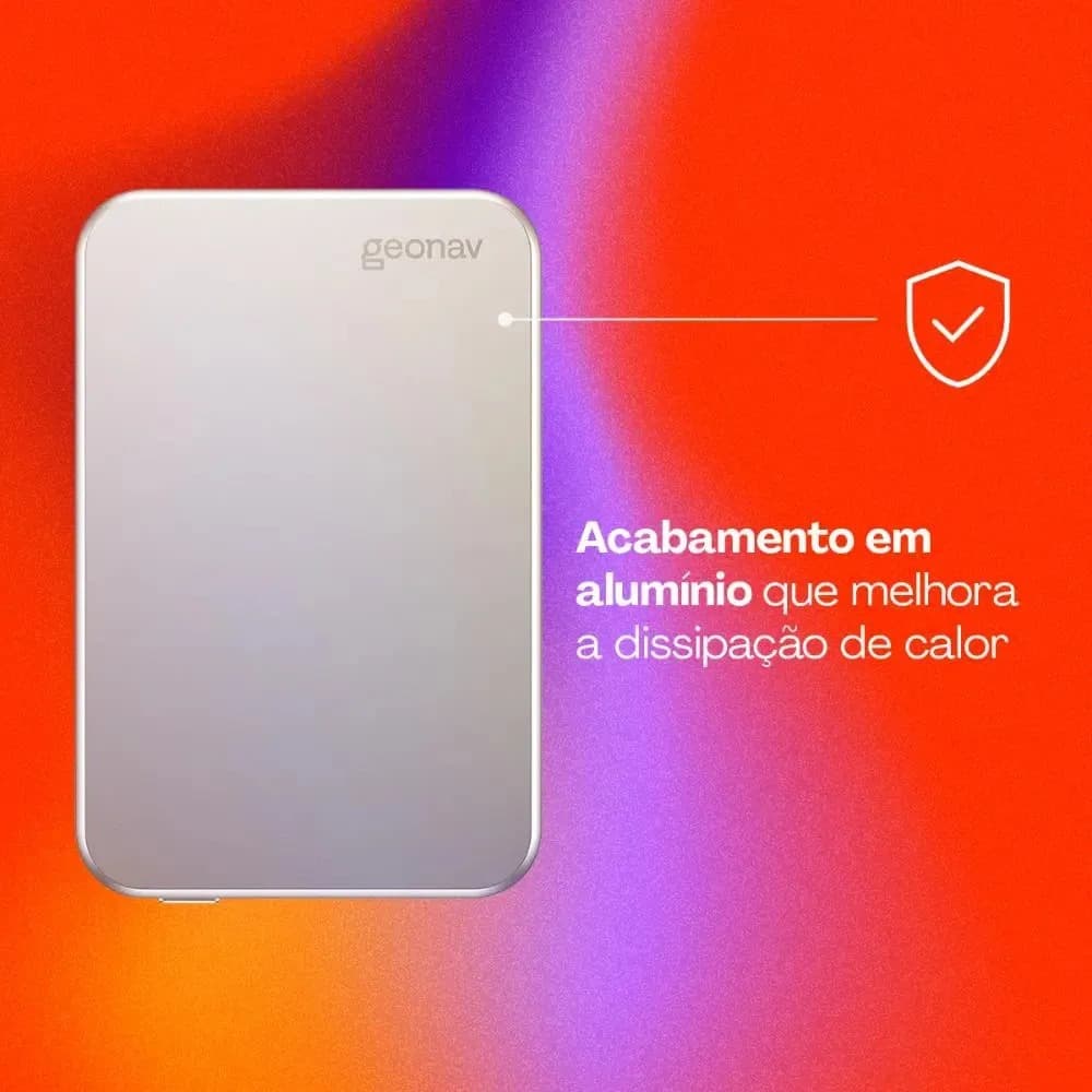 Power Bank Geonav 5.000mAh MagSafe Carregamento Portatil Magnético Sem Fio USB-C para iPhone