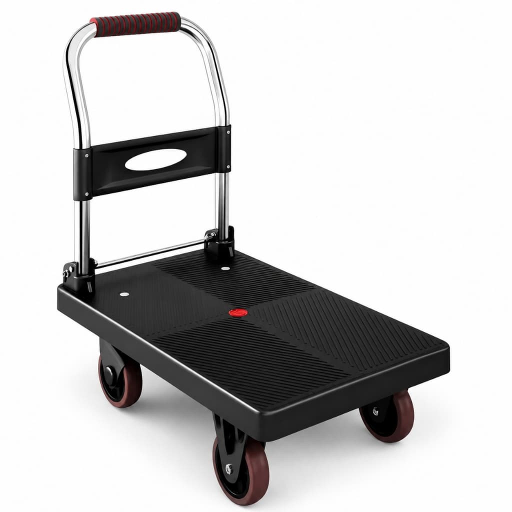 Carrinho Plataforma Dobrável 230kg Rodas Silenciosas TPR Freio Carrinho Carga Multiuso Logística Mudança