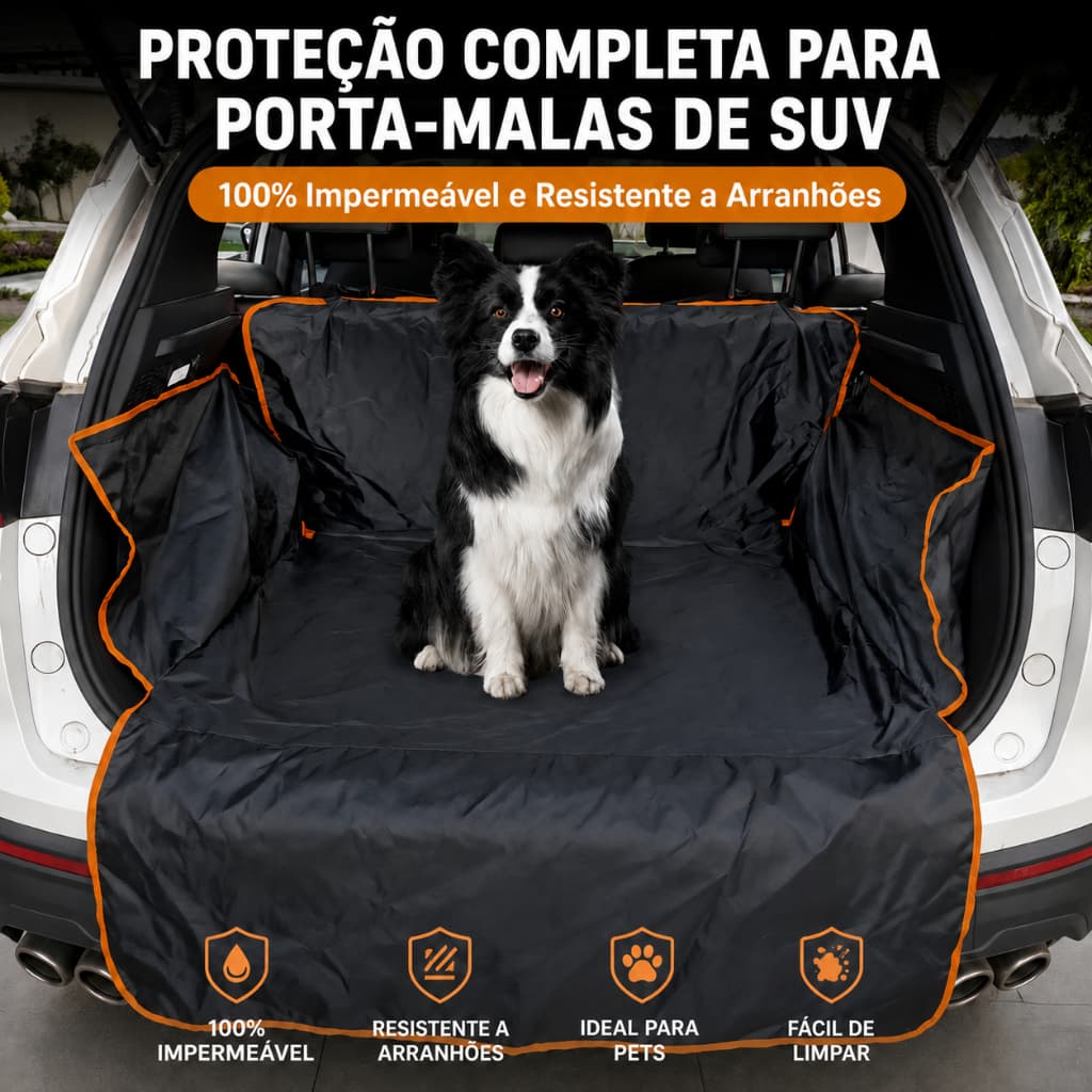Capa para Porta-Malas de SUV para Cachorro Impermeável Resistente a Arranhões Proteção Completa 180x105cm