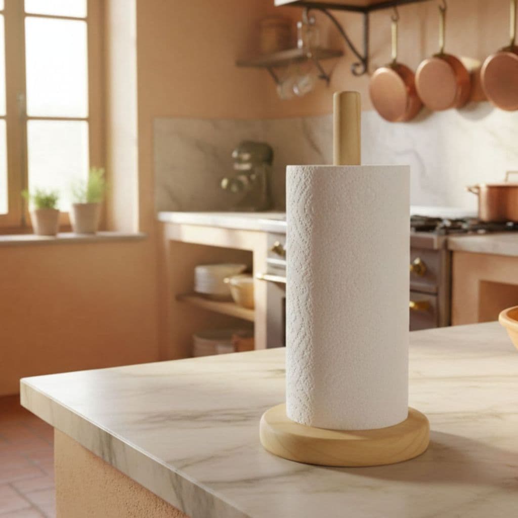Porta Rolo Papel Toalha Madeira Pinus Suporte Mesa Coração Decoração Cozinha