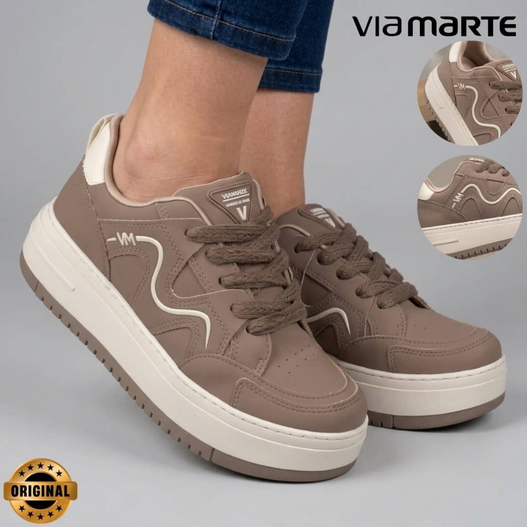 Tênis Via Marte Feminino Casual Plataforma Confortável Moderno Urbano Original para Dia a Dia