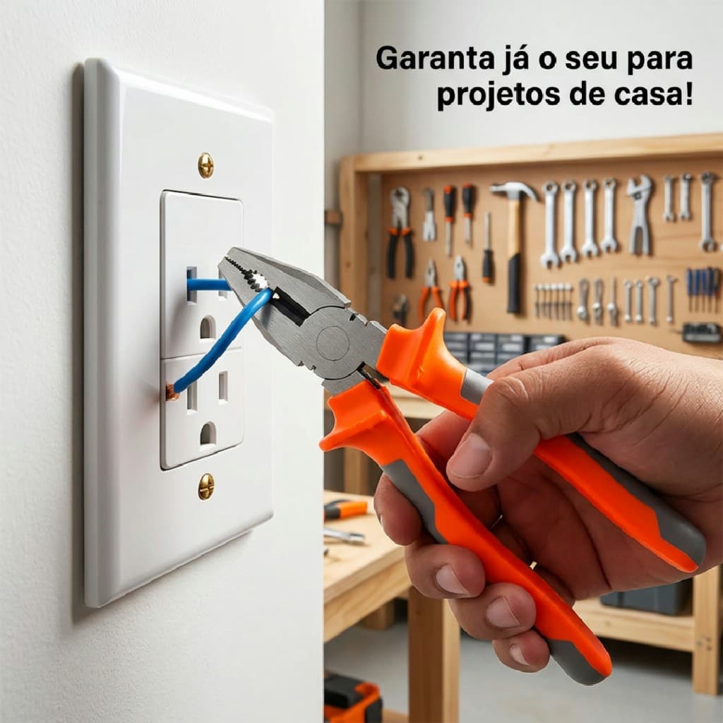 Alicate Universal 20cm Multiuso com Cabo Antideslizante Reforçado Eletricista Manutenção Aperto Corte