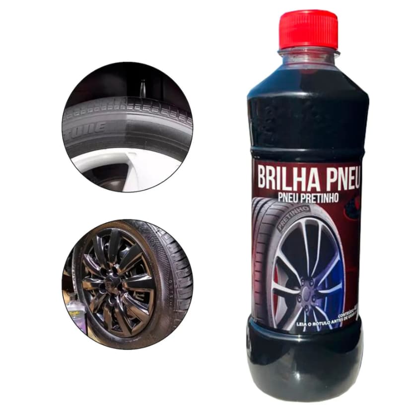 Brilha Pneu Pretinho para Pneu 485ml Renovador de Pneus Alto Brilho Mil Milhas