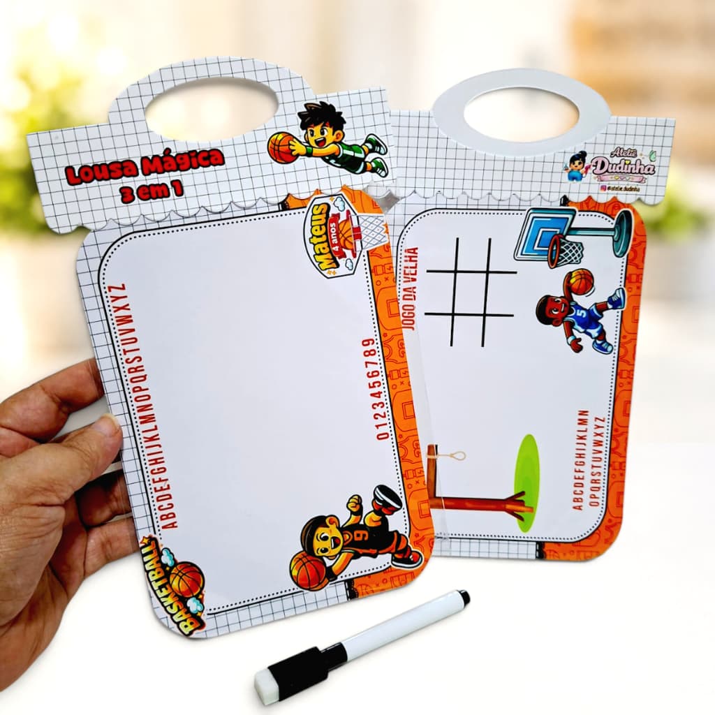 Lembrancinha Basquete Lousa Mágica Interativa 3 em 1 Personalizados Festa Infantil Aniversário