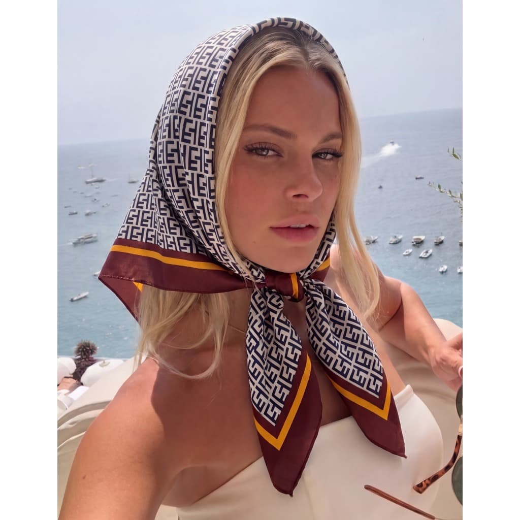 Lenço Feminino Bandana Echarpe Cetim Seda Estampa Colorida Moda Verão Luxo