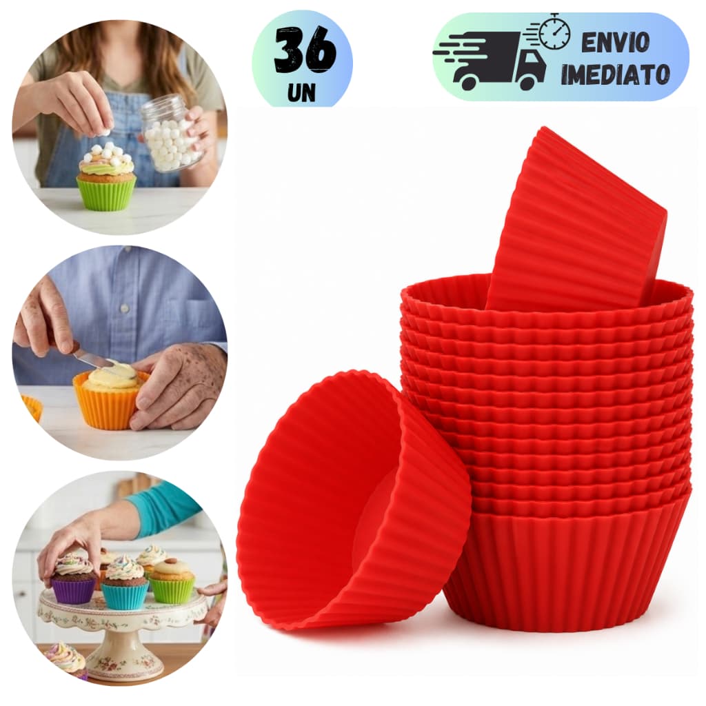FORMA SILICONE PARA CUPCAKE KIT FORMINHAS ANTIADERENTE MUFFIN MINI BOLO EMPADA PARA FORNO E AIR FRYER