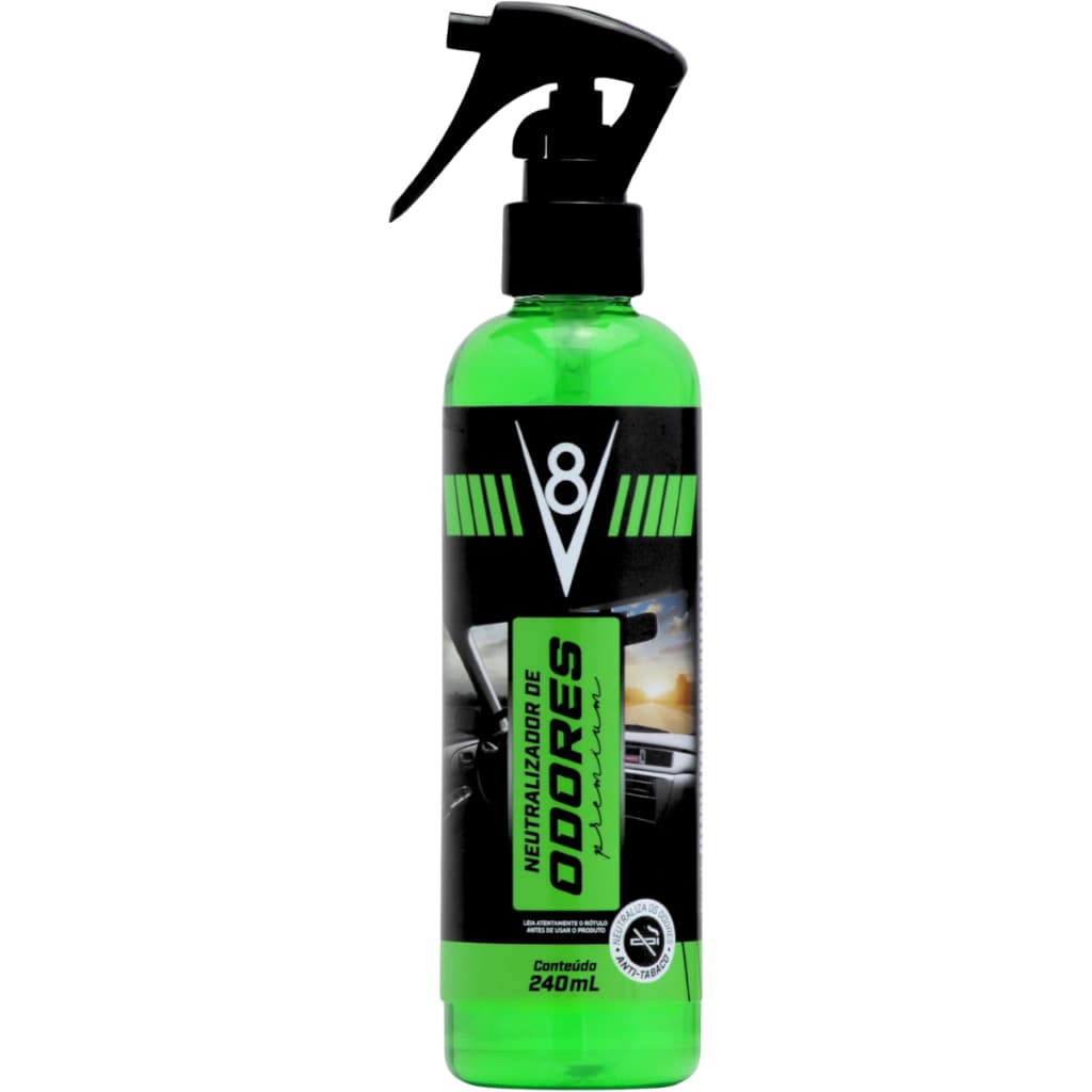 V8, Neutralizador de Odores de Ambientes para Automóveis (Aromatizador de Ar) em Spray, Aroma Tradicional, 240 ml, Verde